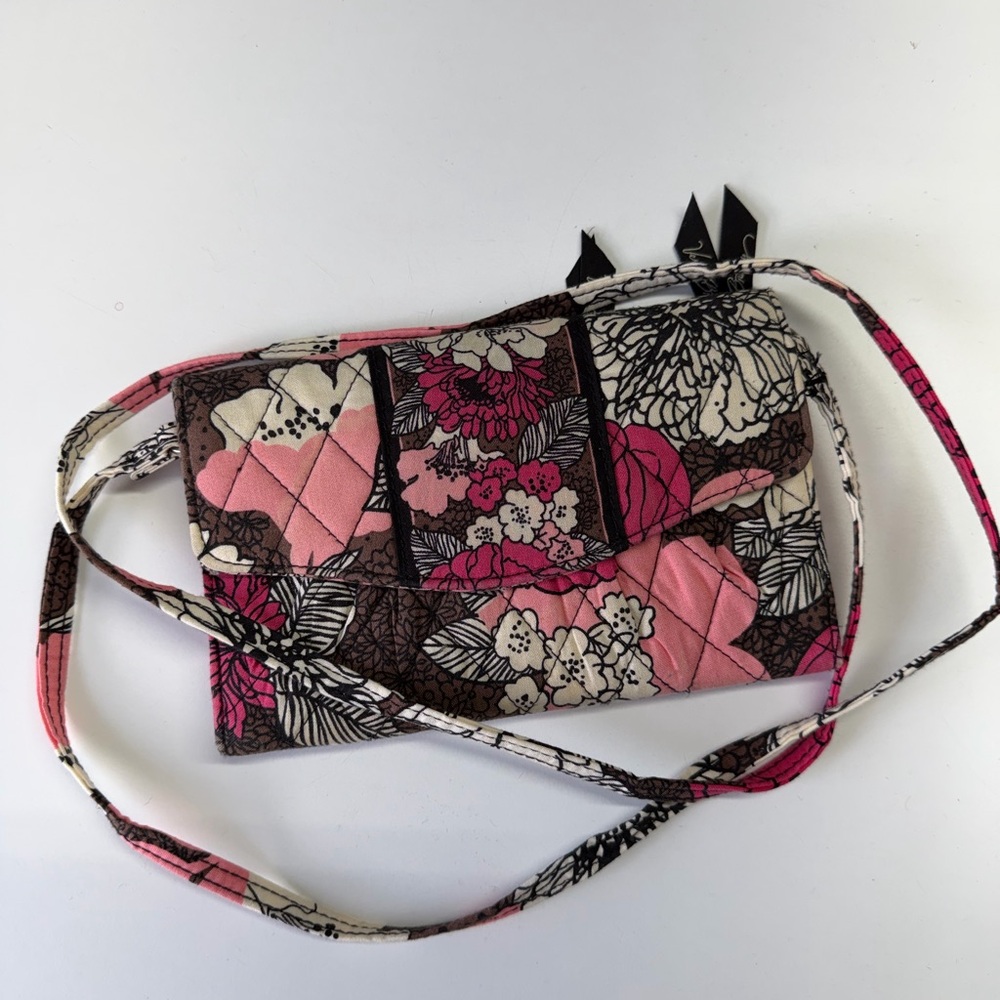 Vera Bradley Pink and Brown Floral Quilted Crossbody